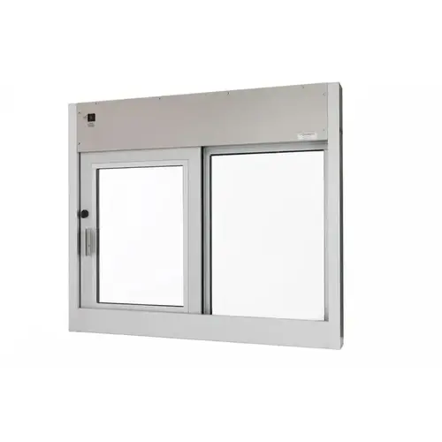 Fully Automatic Sliding Transaction Windows 48" W x 41" H Size Left Hand Slide Clear Anodized Finish