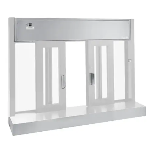 Fully Automatic Bi Parting Pass Thru Electric Slider 53 1/2" W x 40" H Size Flush Mount Type Clear Anodized Finish