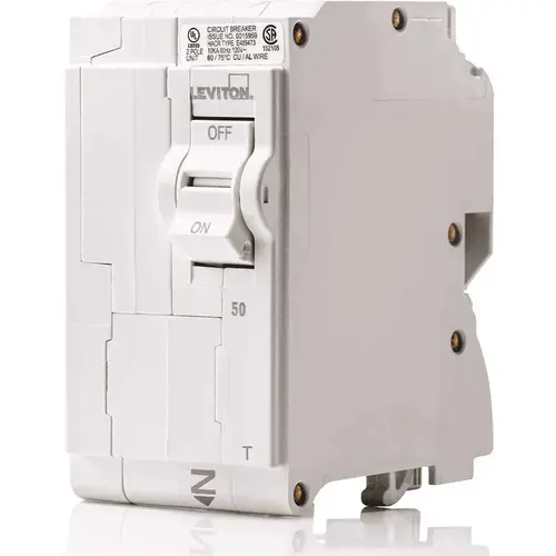 50 Amp 2-Pole Plug-On Standard Branch Circuit Breaker 120/240 VAC 50 Amp 2-Pole Plug-On Standard Branch Circuit Breaker 120/240 VAC