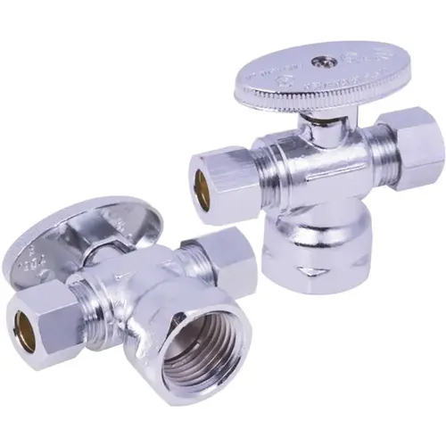 1/2 in. IPS x 3/8 in. Compression x 3/8 in. Compression Lead Free Quarter Turn Dual Outlet Stop 1/2 in. IPS x 3/8 in. Compression x 3/8 in. Compression Lead Free Quarter Turn Dual Outlet Stop