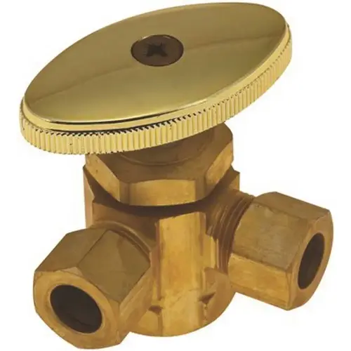 3-Way Dual Angle Stop Valve 1/2 in. IPS x 3/8 in. OD x 3/8 in. OD Rough Brass Lead-Free 3-Way Dual Angle Stop Valve 1/2 in. IPS x 3/8 in. OD x 3/8 in. OD Rough Brass Lead-Free