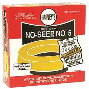 William Harvey 006030-N Harveys No Seep Number 5 Toilet Bowl Wax Ring Gasket with Plastic Flange Sleeve and Toilet Bowl Bolts