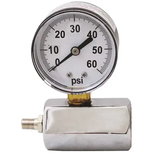 Test Block 3/4 in. FPT with 0-60 psi Gauge and Valve Stem