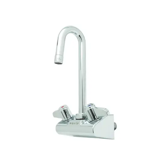 T&S Brass And Bronze 4" Wll Mnt Faucet W/3" Swvl Gsnck 2.2 GPM Aerator Lvr Hndls