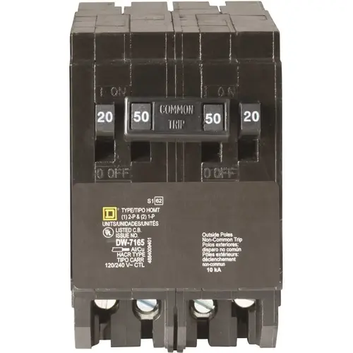 Homeline 2-20 Amp Single-Pole 1-50 Amp 2-Pole Quad Tandem Circuit Breaker