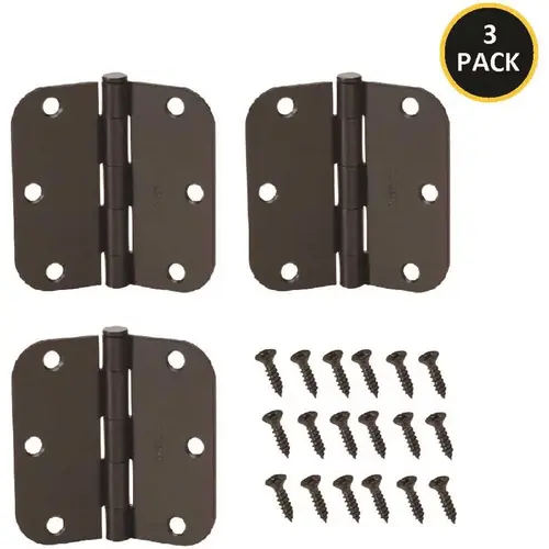 3-1/2 in. Oil-Rubbed Bronze 5/8 in. Radius Security Door Hinges Value Pack