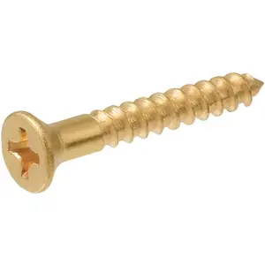 Everbilt 802102 #8 x 1 in. Phillips Flat Head Brass Wood Screw - pack of 100