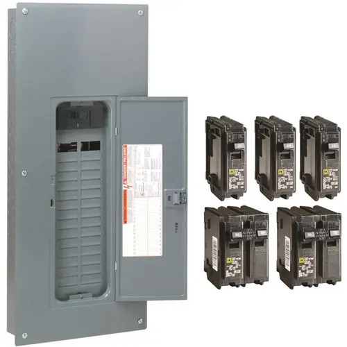 Homeline 150 Amp 30-Space 60-Circuit Indoor Main Breaker Plug-On Neutral Load Center with Cover - Value Pack Homeline 150 Amp 30-Space 60-Circuit Indoor Main Breaker Plug-On Neutral Load Center with Cover - Value Pack