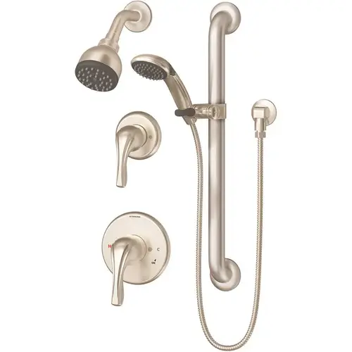 Origins 2-Handle 1-Spray Dual Showerhead and Handheld Showerhead in Satin Nickel (Valves Included) Origins 2-Handle 1-Spray Dual Showerhead and Handheld Showerhead in Satin Nickel (Valves Included)