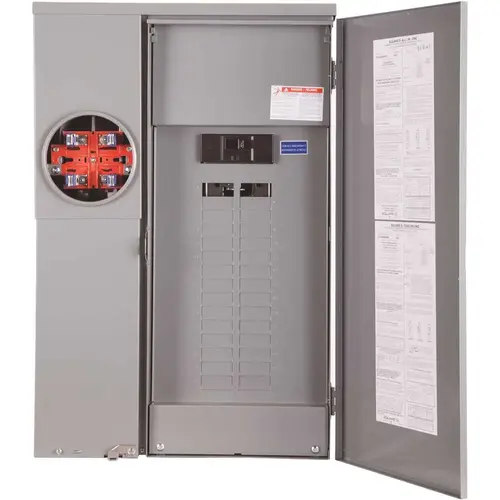 Homeline 200 Amp 30-Space 42-Circuit Outdoor Ring-Type Surface Mount Solar-Ready Main Breaker Plug-On Neutral CSED