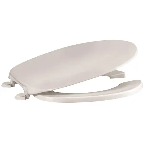 Heavy-Duty Round Open Front Plastic Toilet Seat with Lid in White Heavy-Duty Round Open Front Plastic Toilet Seat with Lid in White