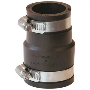 Fernco 1056-150/125 1-1/2 x 1-1/4" PVC Flexible Pipe Coupling with Clamp