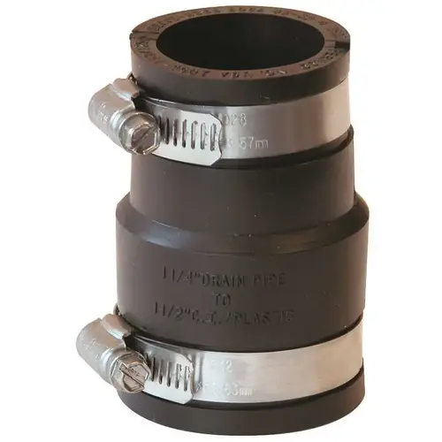 1-1/2 x 1-1/4" PVC Flexible Pipe Coupling with Clamp