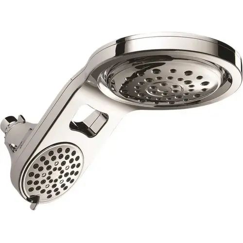 HydroRain Two-in-One 5-Spray 7.9 in. Double Wall Mount Fixed Shower Head in Chrome HydroRain Two-in-One 5-Spray 7.9 in. Double Wall Mount Fixed Shower Head in Chrome