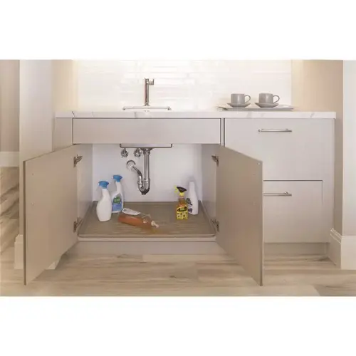 28 in. x 19 in. Beige Bathroom Vanity Depth Under Sink Cabinet Mat Drip Tray Shelf Liner