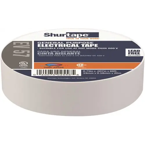 EV 57 General Purpose Electrical Tape, UL Listed, GRAY, 7 mils, 3/4 in. x 66 ft. []