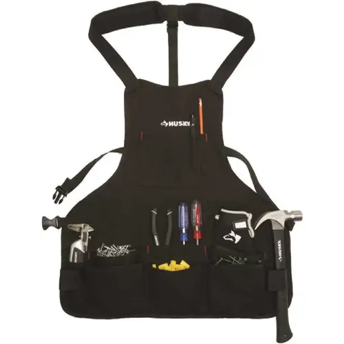 23.5 in. 16-Pocket Black Canvas Bib Apron 23.5 in. 16-Pocket Black Canvas Bib Apron