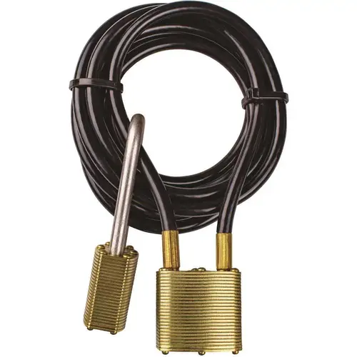 8 ft. Secure Cooler Cable Lock with 2 Heavy Duty Brass Padlocks Keyed Alike 2-1/4 in. Shackle Outdoor Weatherproof 8 ft. Secure Cooler Cable Lock with 2 Heavy Duty Brass Padlocks Keyed Alike 2-1/4 in. Shackle Outdoor Weatherproof