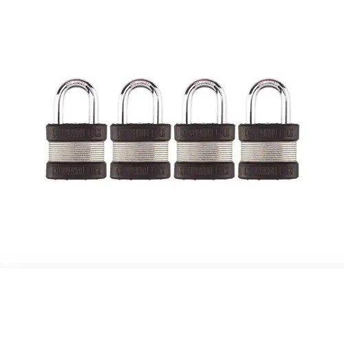 Heavy Duty Steel Keyed 2-Bumper 1-3/4 in. Keyed Padlock W 1-1/8 in. Alloy Shackle High Security Storage Lock - pack of 4