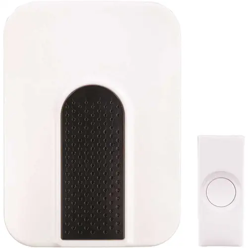 Wireless Battery Operated Doorbell Kit with 1-Push Button in White