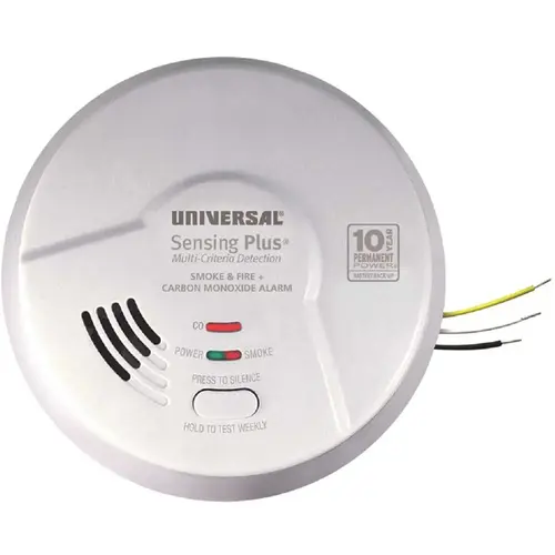 Combination 3-in-1 Hardwired Smoke, Fire and CO Alarm Detector 10-Year Sealed Battery Backup, Multi-Criteria Detection Combination 3-in-1 Hardwired Smoke, Fire and CO Alarm Detector 10-Year Sealed Battery Backup, Multi-Criteria Detection