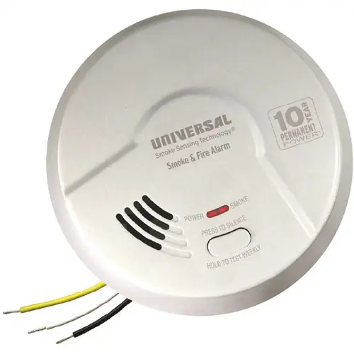 Combination 2-in-1 Smoke and Fire Alarm Detector Hardwired 10-Year Sealed Battery Backup Multi-Criteria Detection