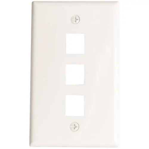 White 1-Gang 3-Port Data Jack Wall Plate - pack of 10