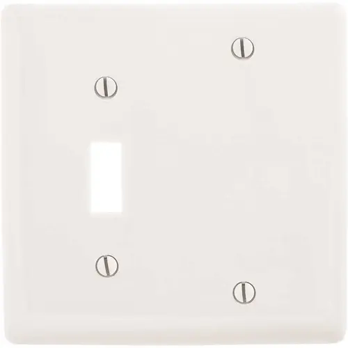 2-Gang White Medium Size Toggle and Blank Wall Plate
