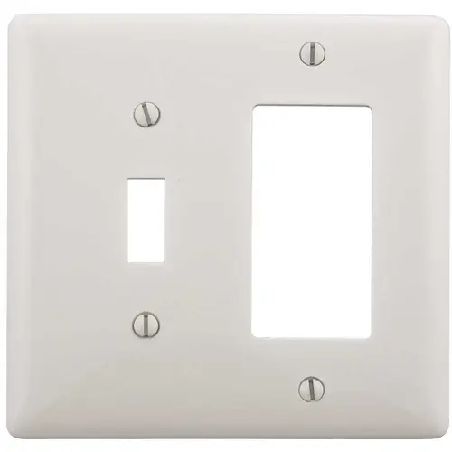 2-Gang White Toggle and Decorator Wall Plate