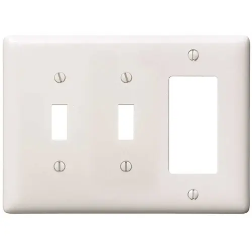 3-Gang White Toggle and Decorator Wall Plate
