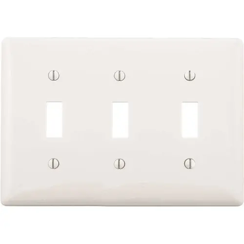 3-Gang White Medium Size Toggle Wall Plate 3-Gang White Medium Size Toggle Wall Plate