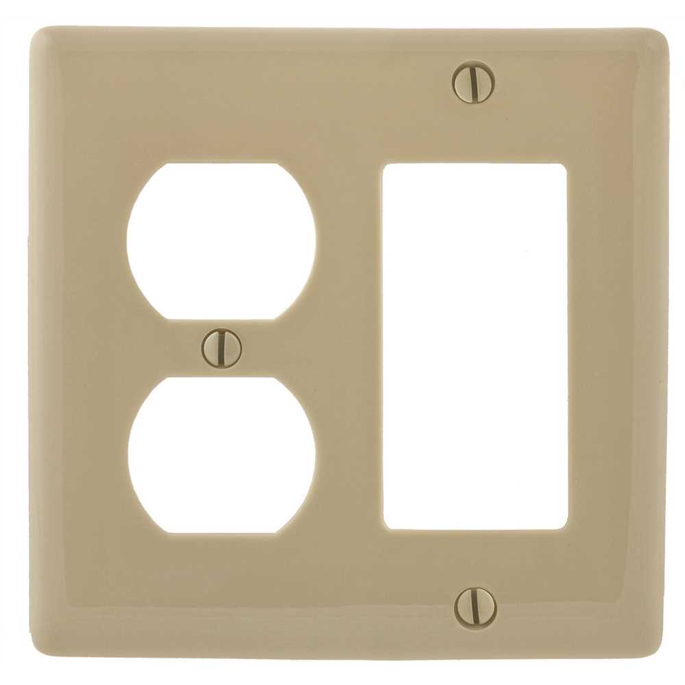 HUBBELL WIRING P826I 2-Gang Ivory Duplex and Decorator Wall Plate