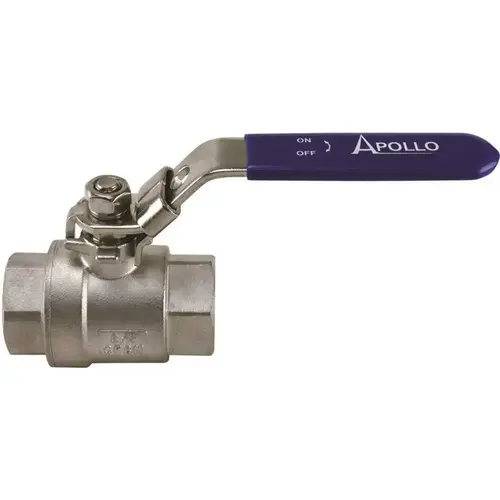 3/4 in. x 3/4 in. Stainless Steel FNPT x FNPT 2-3/4 in. L Full-Port Ball Valve with Latch Lock Lever
