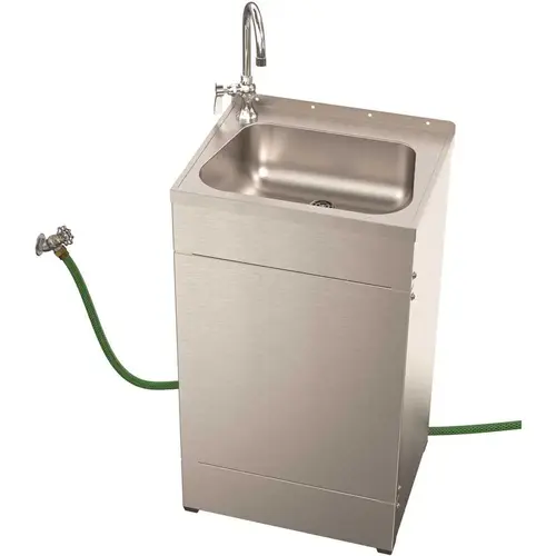 Economy Stainless Steel Portable Hand - Wash Station Hose In, Hose Out Water Supply and Single Handle Gooseneck Faucet Economy Stainless Steel Portable Hand - Wash Station Hose In, Hose Out Water Supply and Single Handle Gooseneck Faucet