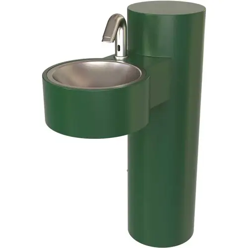 13 in. Stainless Steel 1-Compartment Commercial Outdoor ADA Hand Wash Station, Sensor J-Spout, Green Basin