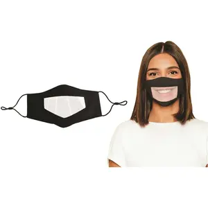 TAGCO USA, INC EF-OKRFM-BLA Clear Mouth Black Expression Smile Communicator Face Mask for Deaf and Hard of Hearing - pack of 10
