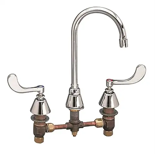 8 in. Widespread 2-Handle High-Arc Bathroom Faucet in Chrome with 5-1/4 in. Rigid/Swing Gooseneck Spout 8 in. Widespread 2-Handle High-Arc Bathroom Faucet in Chrome with 5-1/4 in. Rigid/Swing Gooseneck Spout