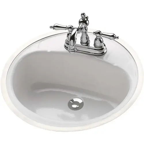 Daisy Series Lavatory Sink, Round Basin, 2-Deck Hole, 18 in OAW, 18 in OAH, 7-13/16 in OAD, Steel White