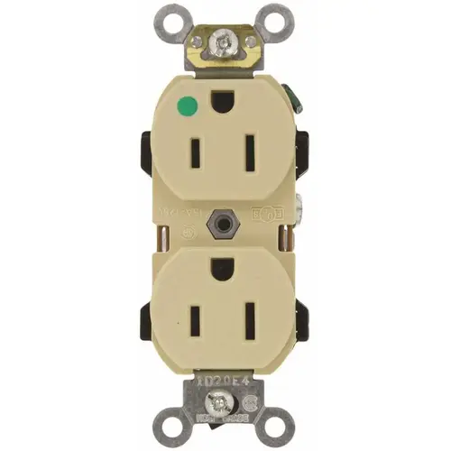 15 Amp 125-Volt 2-Pole Hospital Grade Duplex Outlet Straight Blade, Ivory 15 Amp 125-Volt 2-Pole Hospital Grade Duplex Outlet Straight Blade, Ivory