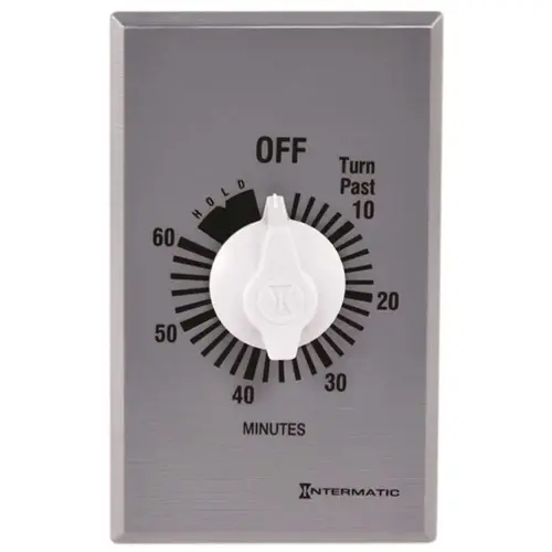 FF 20 Amp 60-Minute Indoor In-Wall Auto-Off Spring Wound Timer, Gray