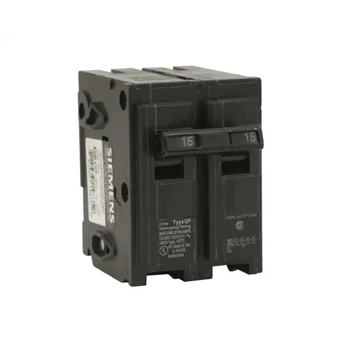 Circuit Breaker, 15 A, 2 -Pole, 120/240 V, Plug Mounting Circuit Breaker, 15 A, 2 -Pole, 120/240 V, Plug Mounting