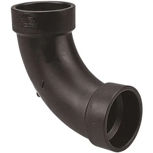 Drain, Waste & Vent 90 deg; Long Radius Elbow: 2" Fitting, Hub x Hub, Acrylonitrile Butadiene Styrene Black Drain, Waste & Vent 90 deg; Long Radius Elbow: 2" Fitting, Hub x Hub, Acrylonitrile Butadiene Styrene Black