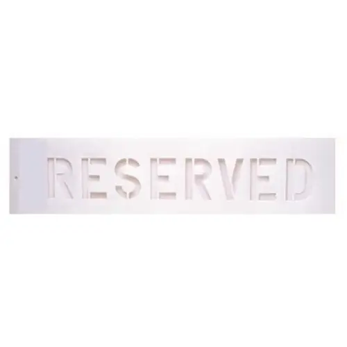 "Reserved" Parking Lot Stencil, 3" Letters, Re-Usable Plastic, 24 X 5" "Reserved" Parking Lot Stencil, 3" Letters, Re-Usable Plastic, 24 X 5"