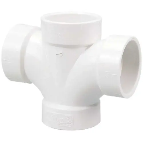 3 in. x 3 in. x 2 in. x 2 in. PVC DWV All Hub Double Sanitary Tee
