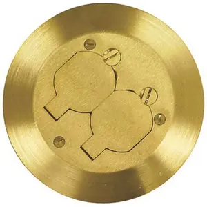Steel City P 60 CACP 5-3/4 in. Dia Floor Box Cover Brass Duplex Receptacle