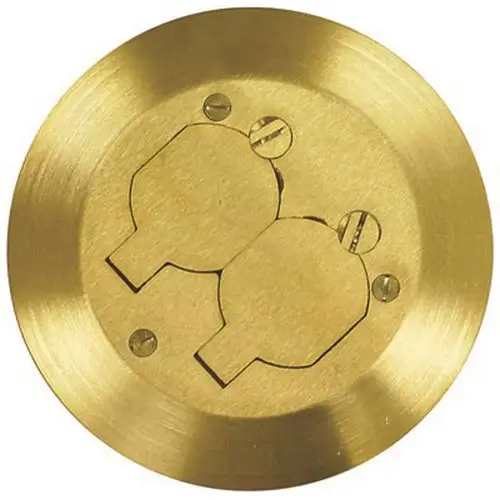 5-3/4 in. Dia Floor Box Cover Brass Duplex Receptacle