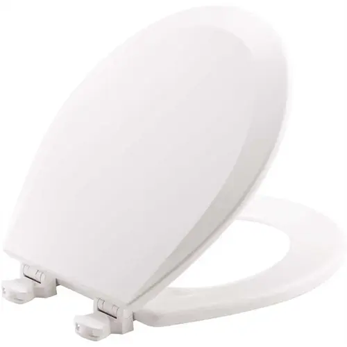 More Durable Hinge Easy Clean Round Enameled Wood Closed Front Toilet Seat In White