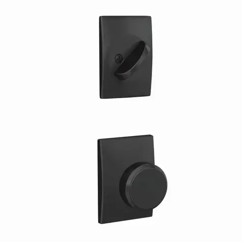Custom Bowery Knob with Century Rose Dummy Interior Trim Matte Black Finish Custom Bowery Knob with Century Rose Dummy Interior Trim Matte Black Finish