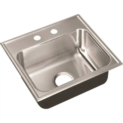 18-Gauge Stainless Steel 16 in. x 17 in. 2-Hole Single Bowl Drop-In Bar Sink with Faucet Ledge 18-Gauge Stainless Steel 16 in. x 17 in. 2-Hole Single Bowl Drop-In Bar Sink with Faucet Ledge