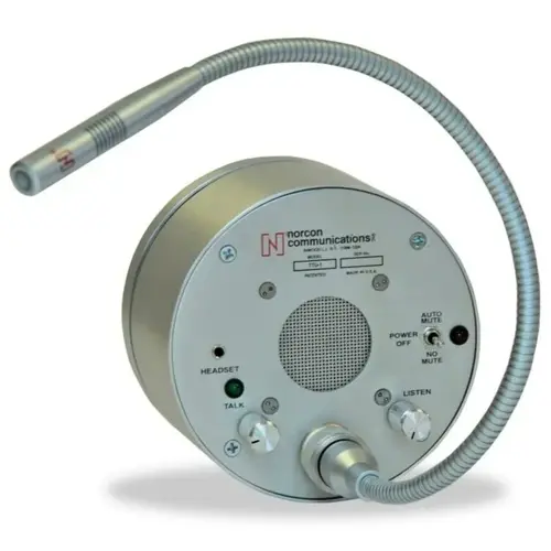 Two Way Classic Electronic Communicator 1/2" to 1" Glass Thickness, 18" Gooseneck Size AC Power Type Satin Anodized